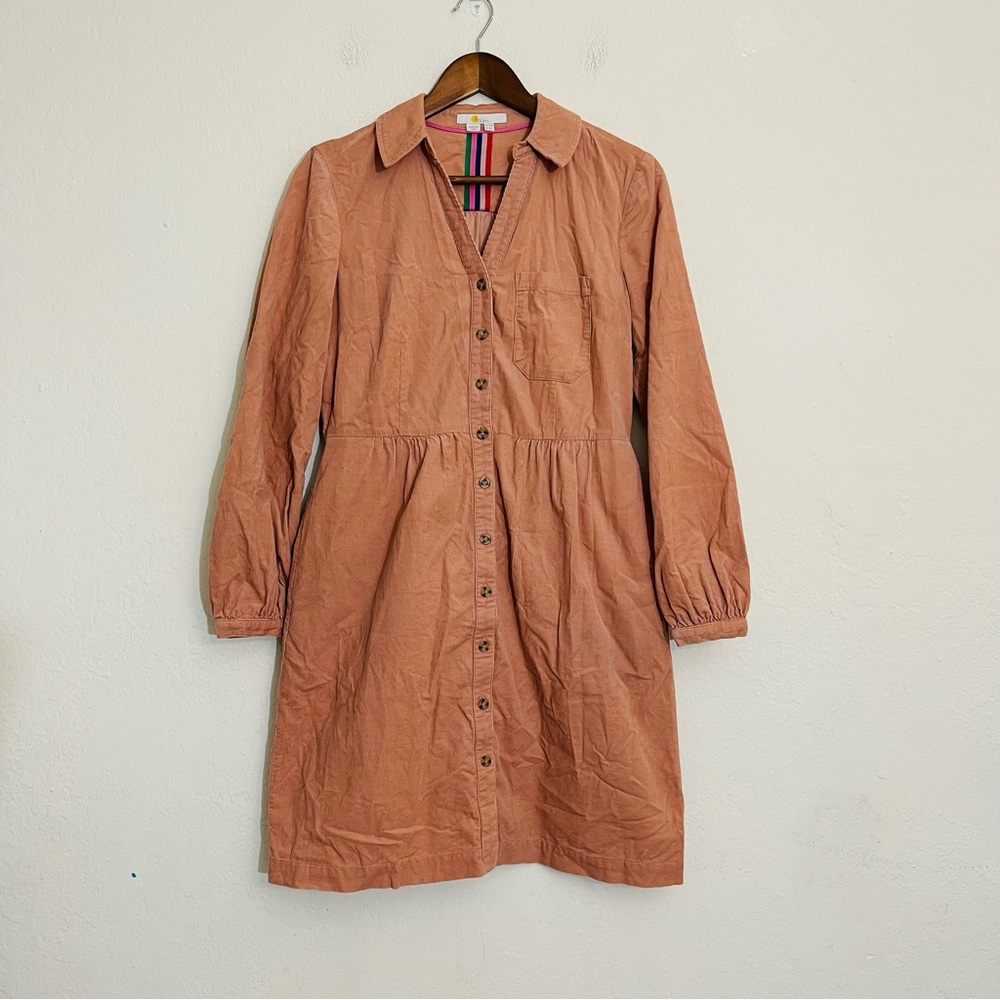 Women’s Button-Front Collared Dress in Dusty Rose